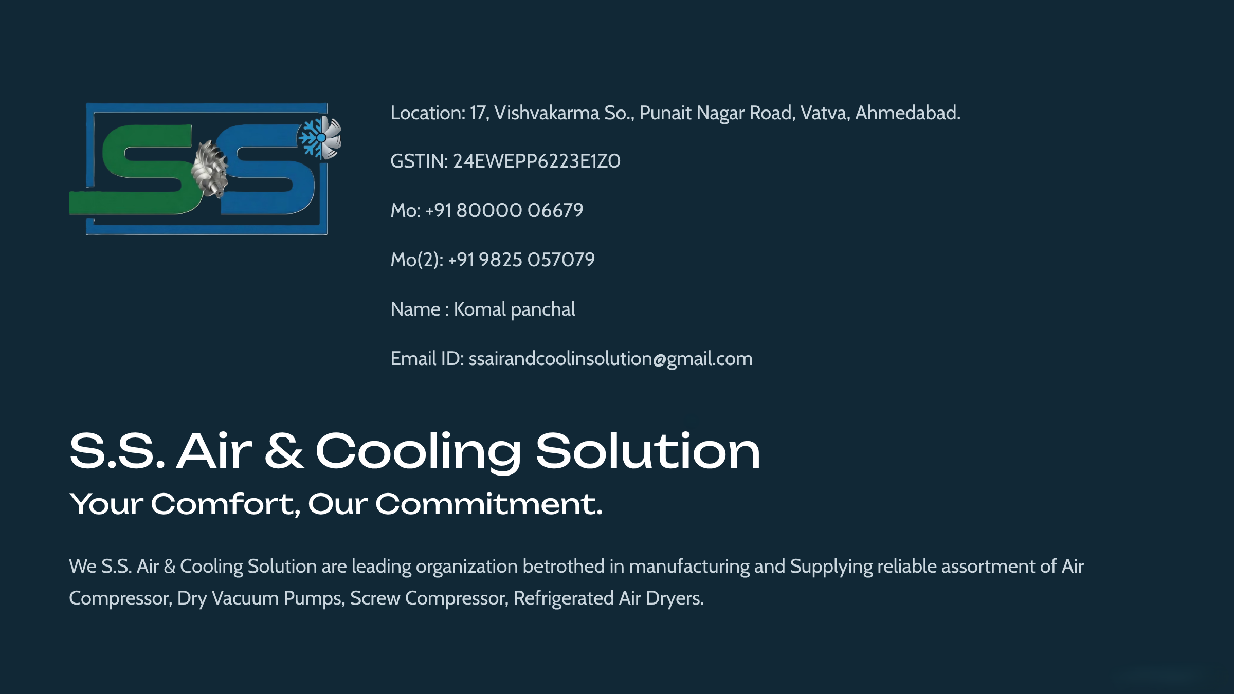Catalogue Page 1 — SS Air & Cooling Solution